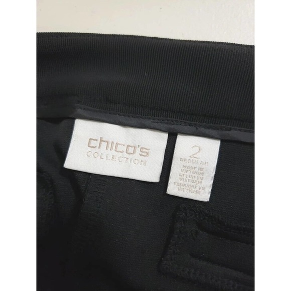 Chicos Collecton ~Woman Size 2(L)~ Black Straight Leg Designer Pants Stretch. - Picture 14 of 16